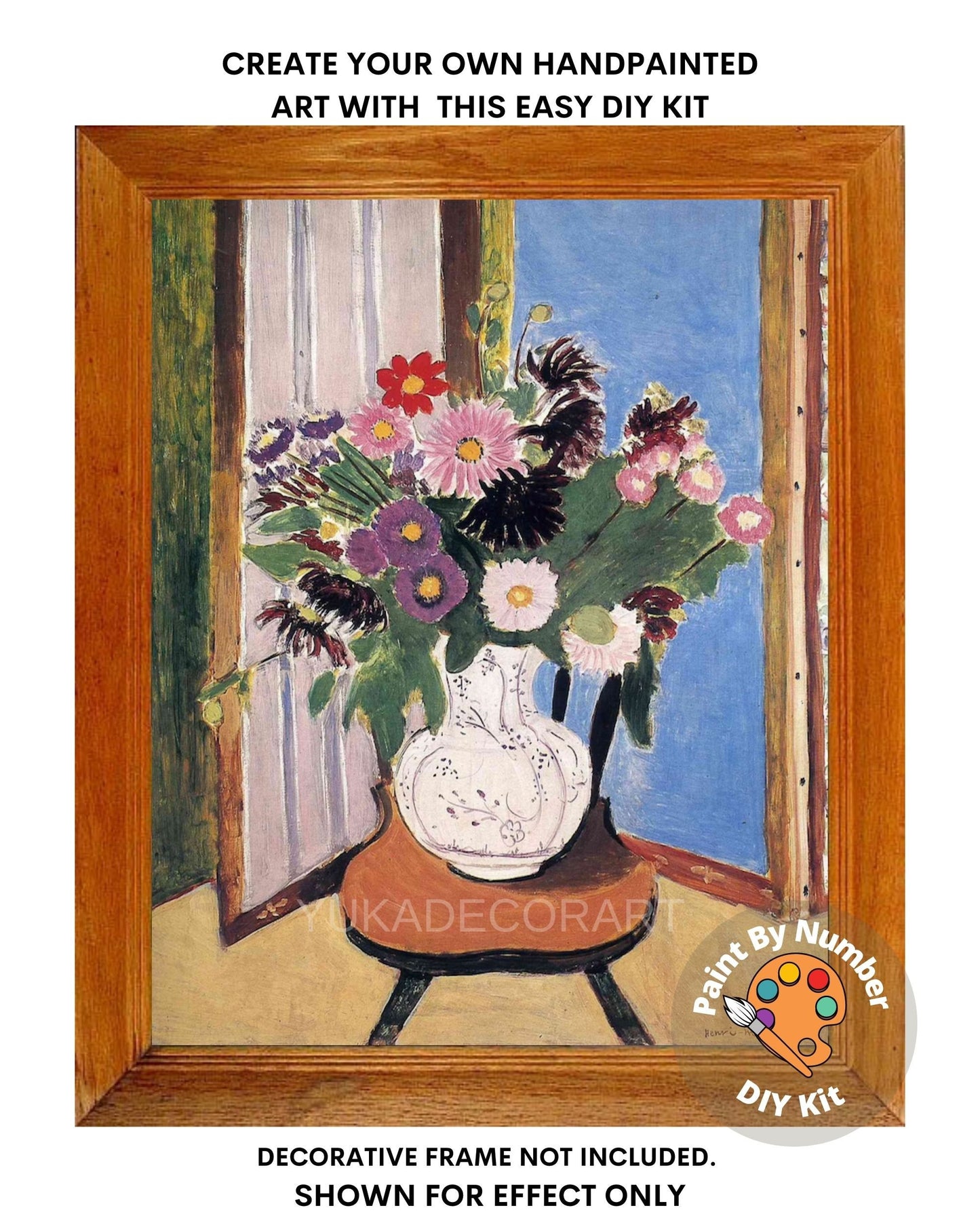 Henri Matisse PAINT by NUMBERS Kit for Adults White Vase Flowers Easy Beginners Acrylic Paint DIY Kit Living Bedroom Wall Art Decor