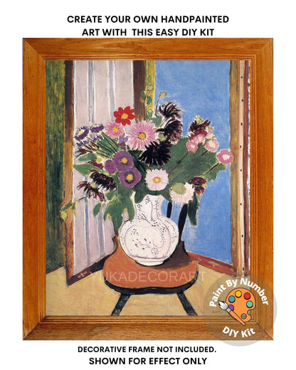 Henri Matisse PAINT by NUMBERS Kit for Adults White Vase Flowers Easy Beginners Acrylic Paint DIY Kit Living Bedroom Wall Art Decor