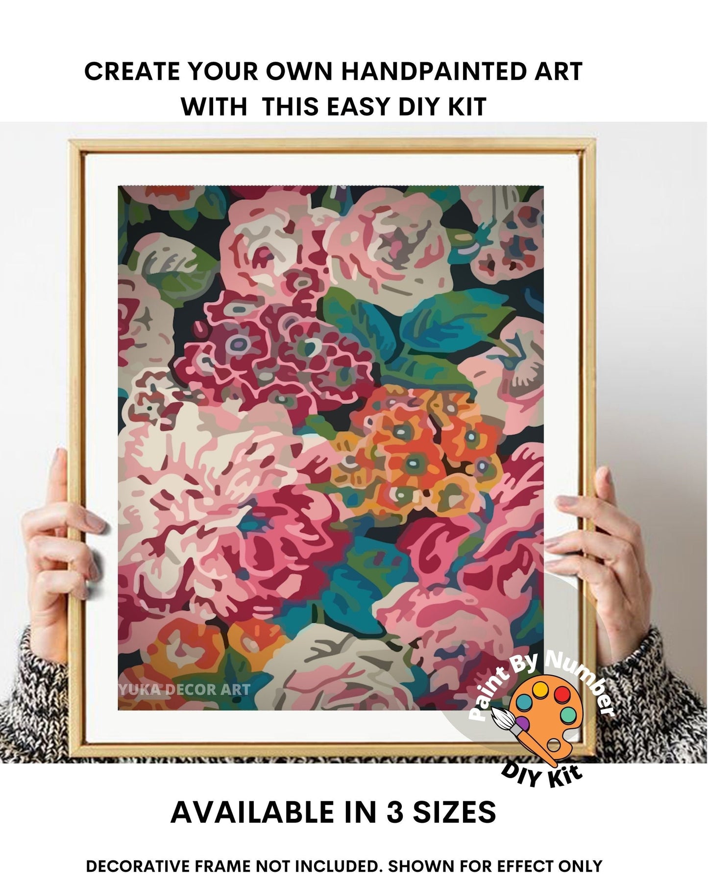 Garden Flowers PAINT by NUMBER Kit for Adults , Spring Flowers Abstract ,Easy DIY Beginners Paint Kit ,Living Bedroom Wall Art Decor