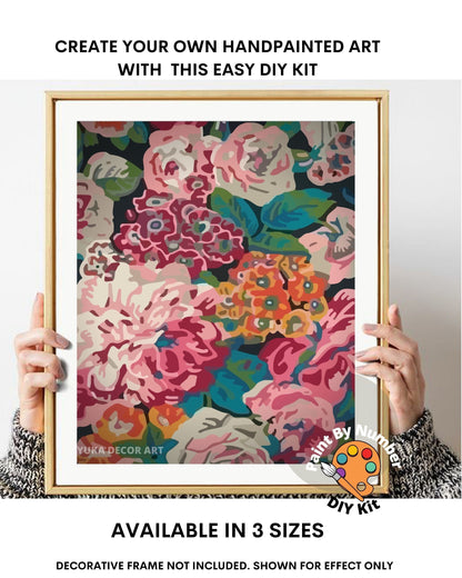 Garden Flowers PAINT by NUMBER Kit for Adults , Spring Flowers Abstract ,Easy DIY Beginners Paint Kit ,Living Bedroom Wall Art Decor