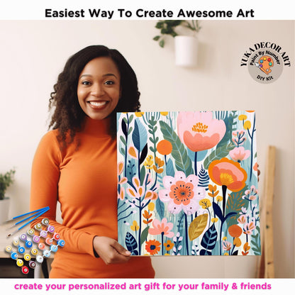 WildFlowers PAINT by NUMBER Kit for Adults  Spring Flowers Painting Easy Beginners Acrylic Paint DIY Kit Housewarming Birthday Gift Mom Dad