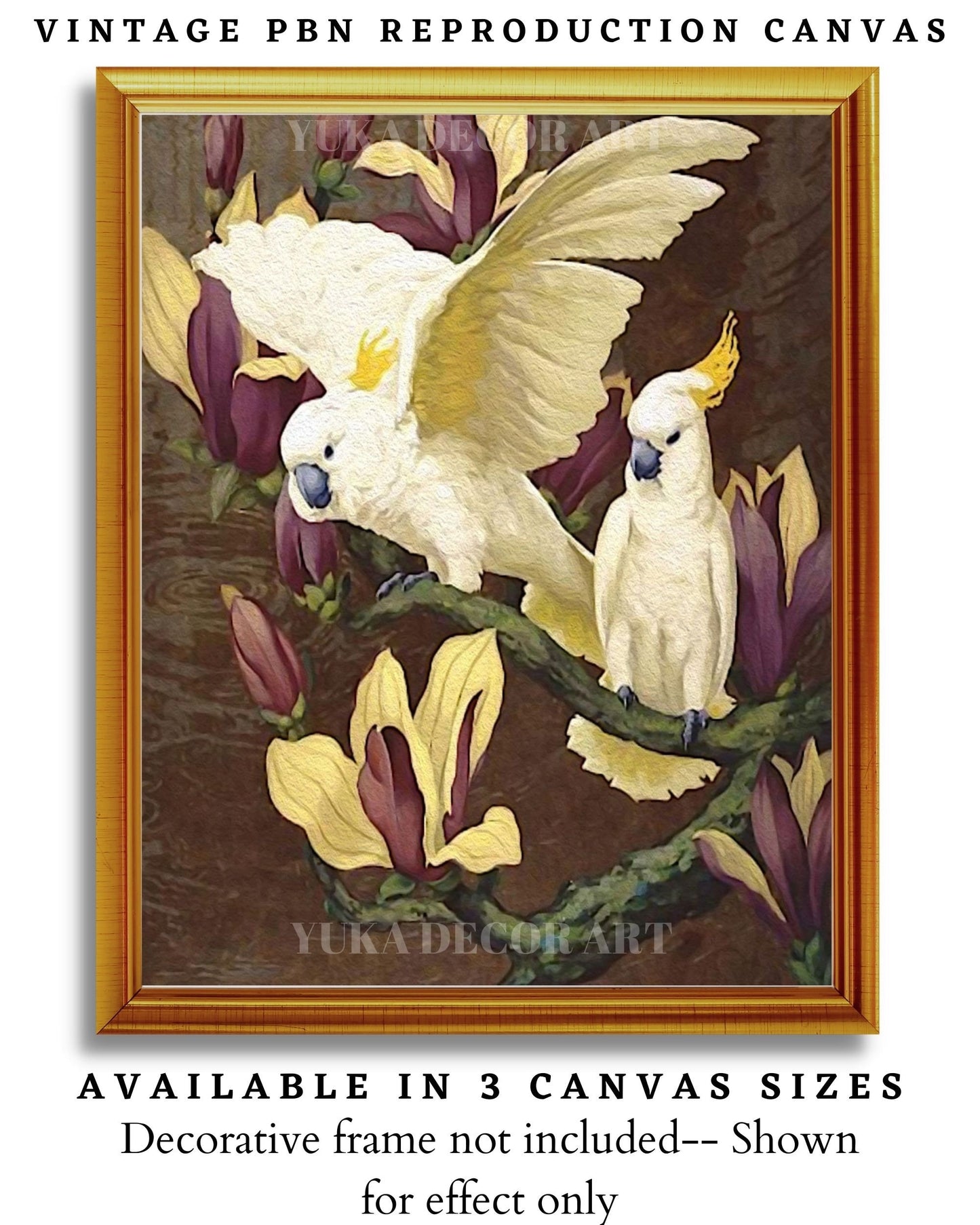 Yellow Cockatoo PAINT by NUMBER Premium DIY Paint Kit Adult , Tropical Garden Vintage Style Easy Beginner Painting Gift