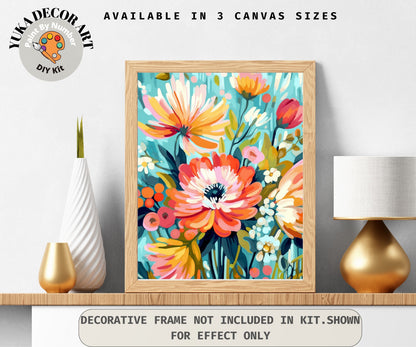 Spring Flowers PAINT by NUMBERS Kit for Adults  Modern Freestyle Art Easy Beginner Acrylic DIY Paint Kit Art Gift for Mom