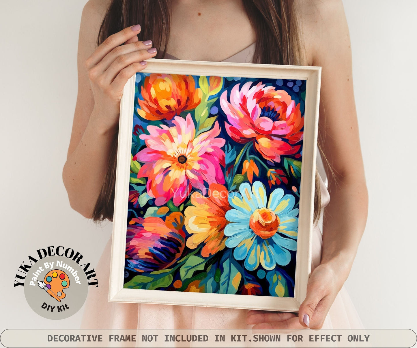 Garden Flowers PAINT by NUMBER Kit for Adults Spring Floral Painting Easy Beginners Acrylic Paint Kit Wall Decor Mom Gift | Code: FL2307116