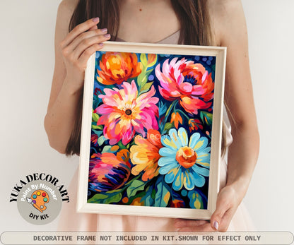 Garden Flowers PAINT by NUMBER Kit for Adults Spring Floral Painting Easy Beginners Acrylic Paint Kit Wall Decor Mom Gift | Code: FL2307116