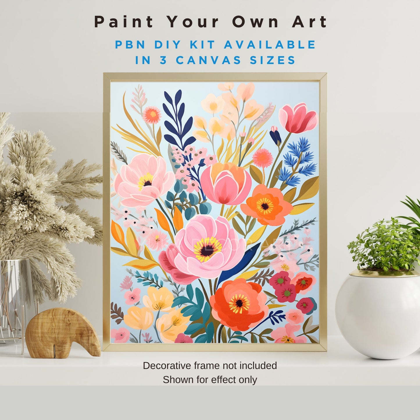 Wildflowers PAINT by NUMBER Kit Adults Spring Flower Garden DIY Painting Easy Beginners Painting Kit Wall Art Summer Hobby Gift Teenager