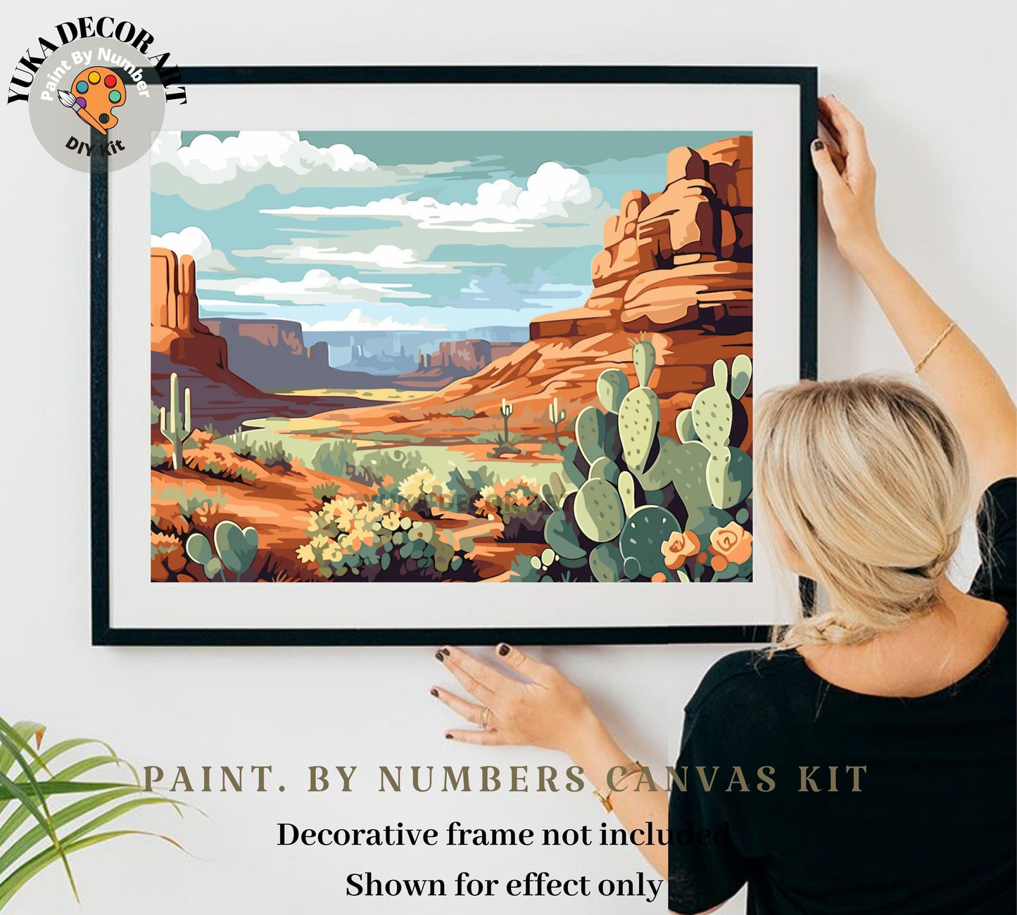 Rustic Southwestern PAINT by NUMBER Kit Adult Landscape Desert Painting Easy Beginners DIY Paint Kit Cactus Vintage Art Gift Girlfriend Wife