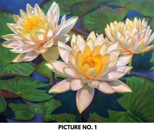 Paint by Numbers Kit for Adults & Kids Easy DIY Art Kit, Yellow Pink Water Lilies Garden Flowers Adults Acrylic Painting Kit  - Home Decor