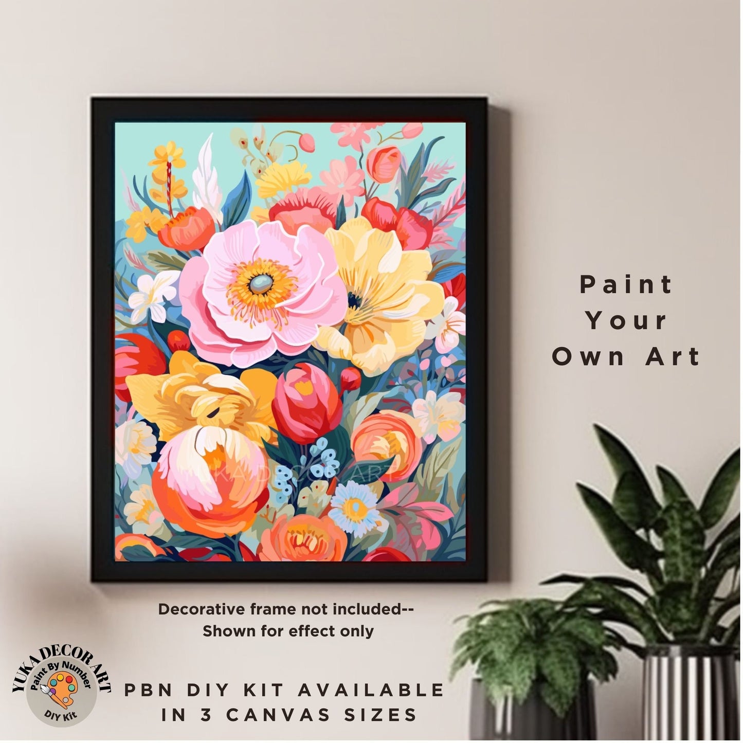 Flowers PAINT by NUMBER Kit for Adults Wildflowers Garden DIY Painting Chic Floral Easy Hobby Kit Wall Decor Art Gift Wife