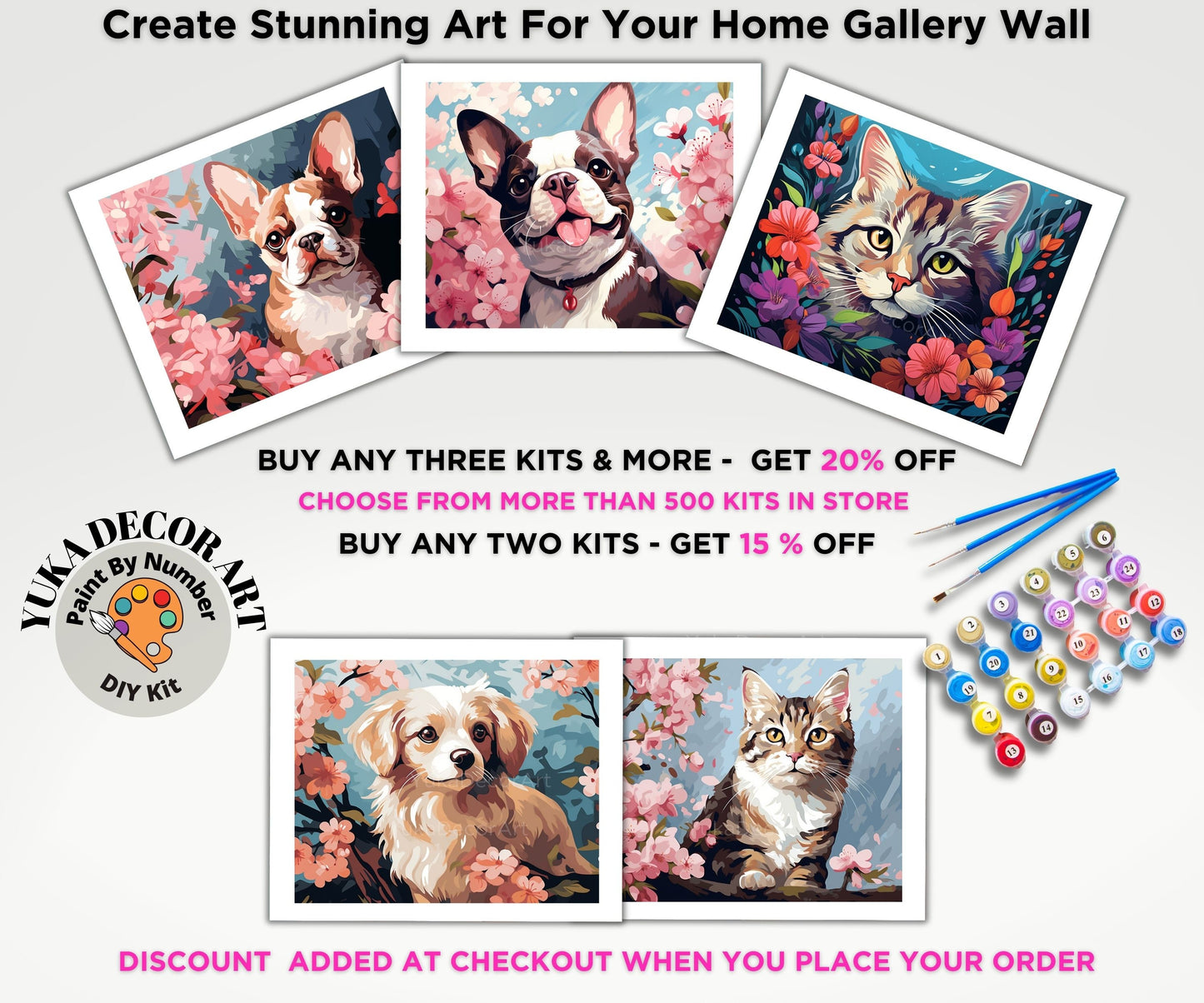 Cat PAINT by NUMBER Kit Adult DIY Art Orange Vibrant Floral Easy Beginner Acrylic Painting Birthday Housewarming Custom Gift For Kids Teens