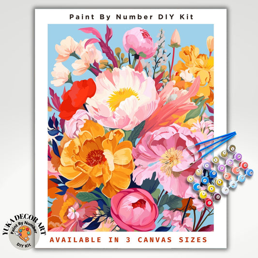 Flowers PAINT by NUMBER Kit for Adults Wildflowers Bloom Garden DIY Painting Floral Beginners Paint Hobby Kit Wall Art Gift