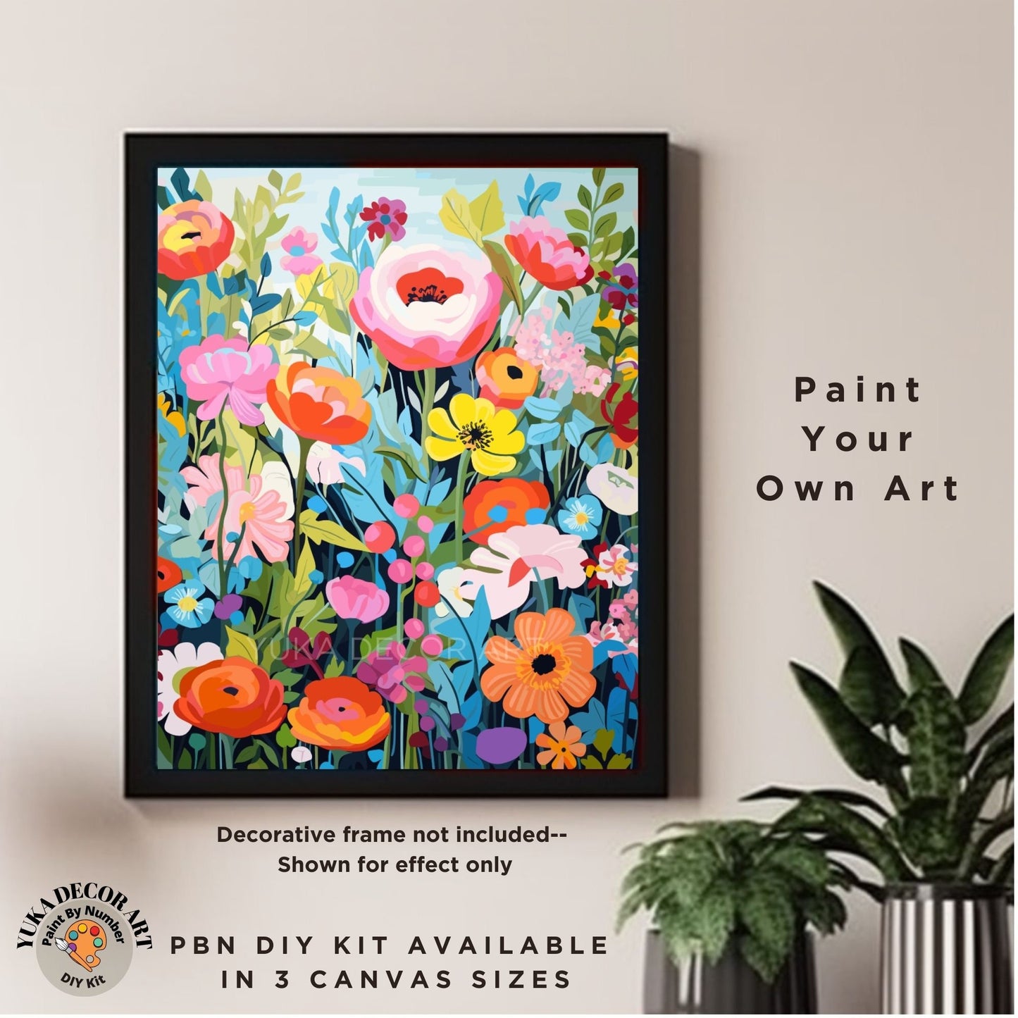 Wild Flowers PAINT by NUMBERS Kit Adults Spring Garden Floral DIY Painting Colorful Easy Beginners Hobby Kit Wall Art Gift