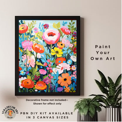 Wild Flowers PAINT by NUMBERS Kit Adults Spring Garden Floral DIY Painting Colorful Easy Beginners Hobby Kit Wall Art Gift