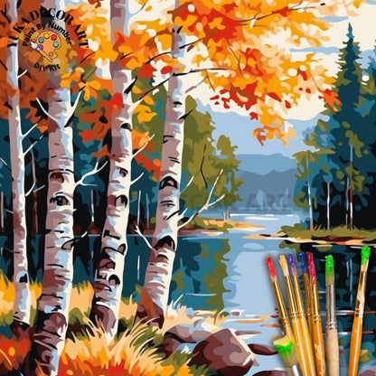 Forest Woodlands PAINT by NUMBERS Adult Painting DIY by Numbers Vintage Style Easy Beginners Kit Mother's Day Gift For Mom Wife Girlfriend