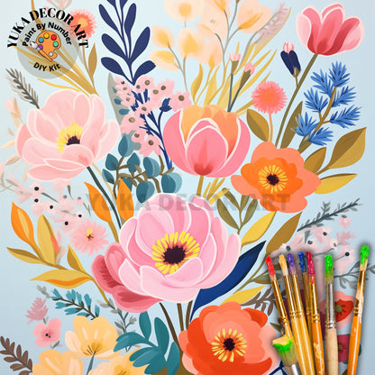 Wildflowers PAINT by NUMBER Kit Adults Spring Flower Garden DIY Painting Easy Beginners Painting Kit Wall Art Summer Hobby Gift Teenager