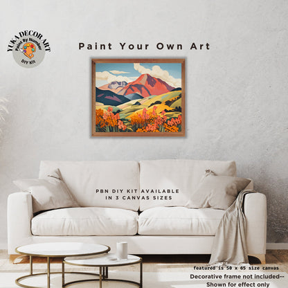 Mountain Flowers PAINT by NUMBER DIY Kit Adult Landscape Valley Easy Beginner Acrylic Painting Art Canvas Christmas Gift For Grandma Grandpa