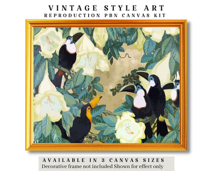 Toucans In Tropical Garden PAINT by NUMBER Premium DIY Paint Kit Adult , Vintage Style Easy Beginner Painting Gift
