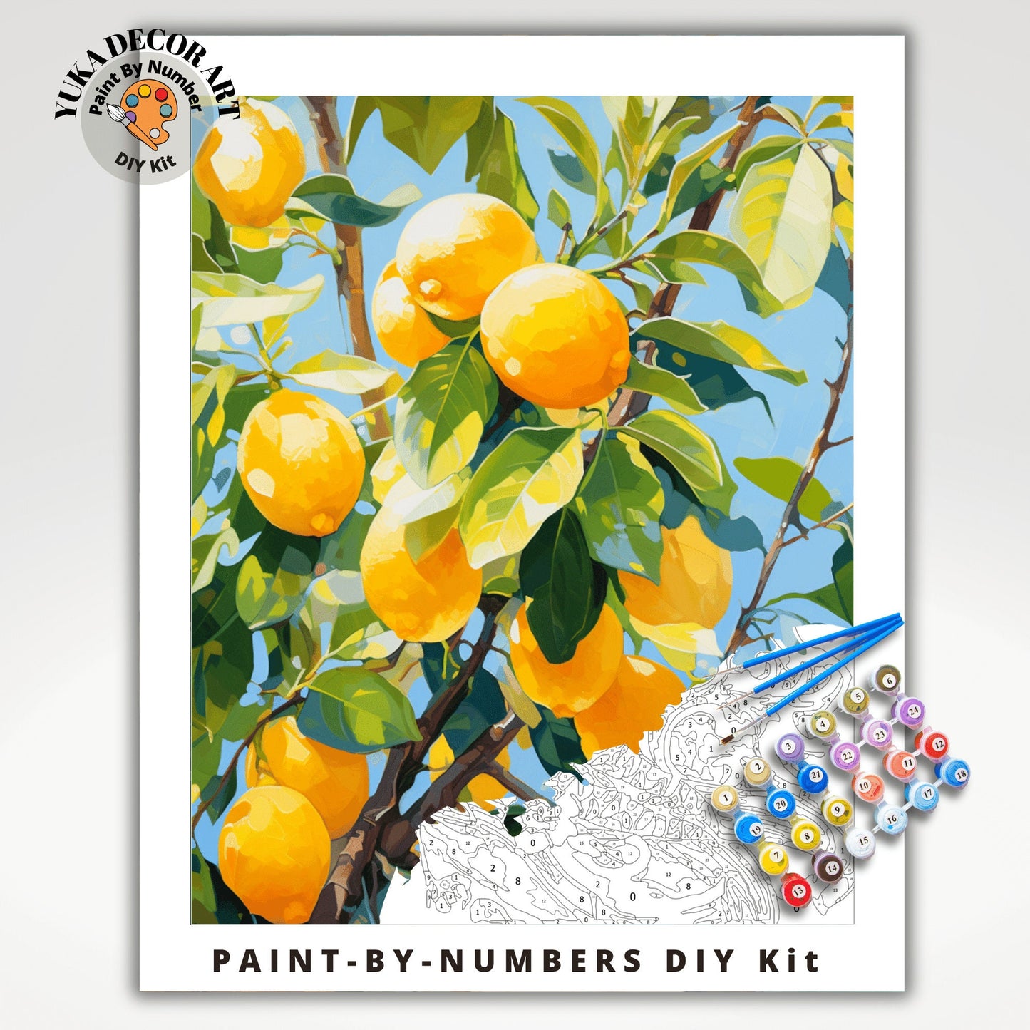 Lemon Tree PAINT by NUMBERS Kit Adult Watercolour Style Garden Nature Landscape Art Easy Beginner DIY Painting Kit Custom Decor Gift For Mom