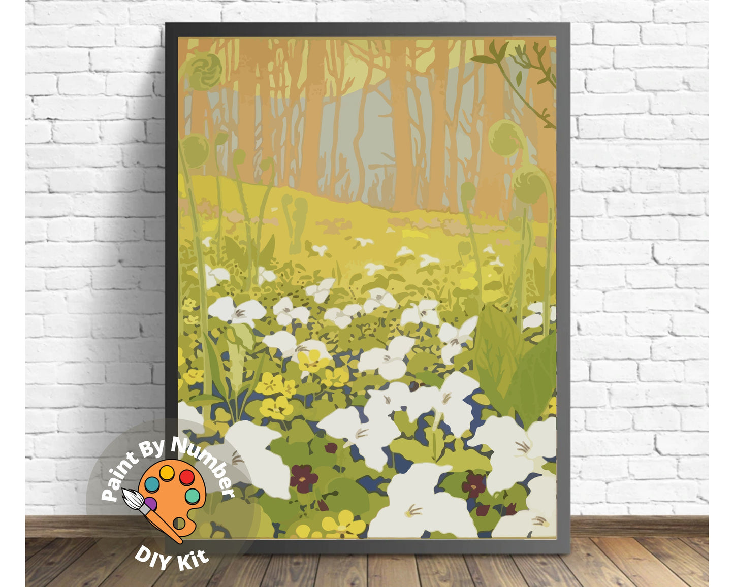 Vintage Style PAINT by NUMBER Kit Adult , DIY Paint Kit , Spring Flower Field , Easy Beginner Acrylic Canvas ,Gift for Vintage lover