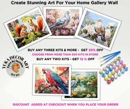 White Heron PAINT by NUMBER Kit Kids Adult Painting DIY by Numbers Easy Beginners Birthday Gift For Her Mom Grandmother Wall Art Home Decor