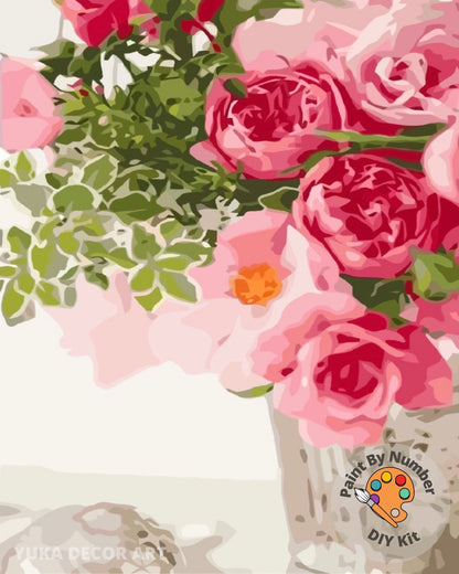 Pink Roses Paint by Number Kit Adult, Flowers Still Life Painting,Easy Beginner Acrylic Paint Kit, Gift For Mom, Home Decor Gift