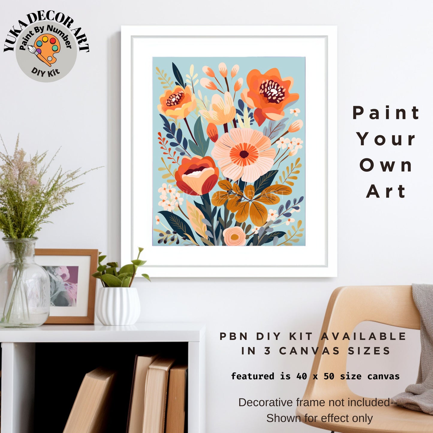 PAINT by NUMBER Kit Adult Garden Flowers Vintage Spring Colourful Wall Art Easy Beginner Acrylic Paint DIY Kit Mom Dad Gift