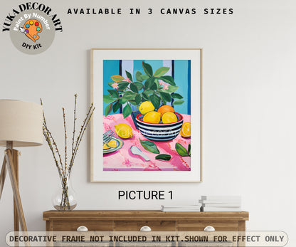 PAINT by NUMBER Kit Adult, Tablescape Kitchen Art , Oranges and Vase Still life Beginner Acrylic Painting DIY Kit Gift for Mom Grandmom Aunt