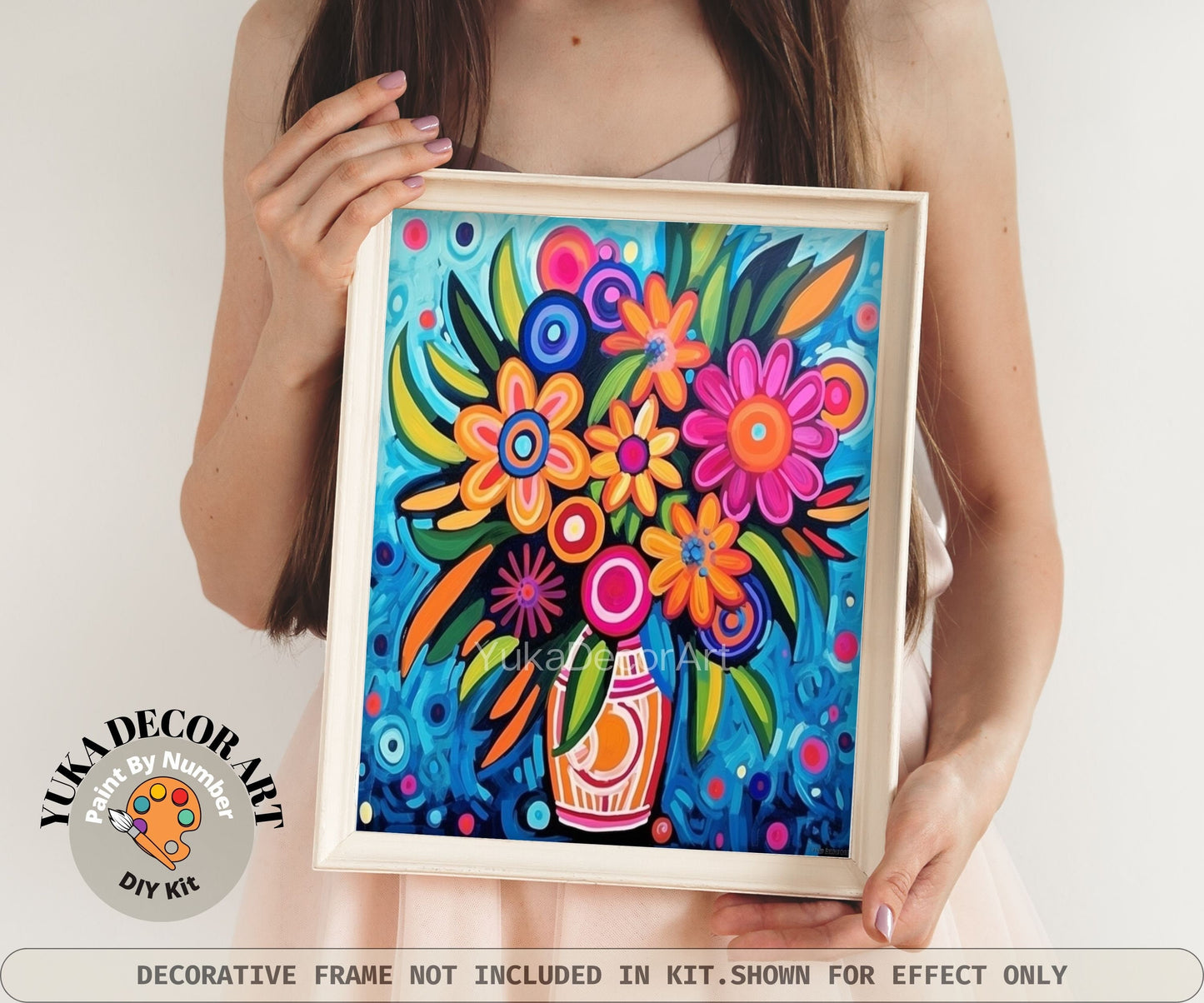 Flower Vase PAINT by NUMBER Kit for Adults Spring Flowers Painting,Easy Beginners Acrylic Paint DIY Kit Wall Art Decor Gift