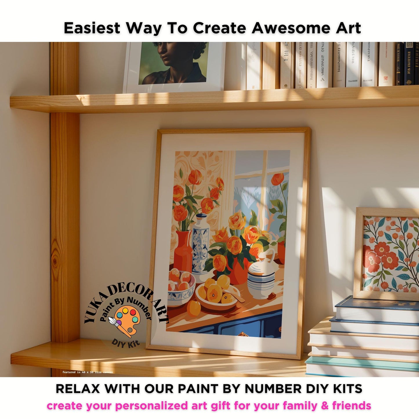 Minimalist Art PAINT by NUMBER Kit Adult Vibrant Kitchen Decor Easy Beginner Acrylic Painting DIY Art Kit Gift For Mom Dad