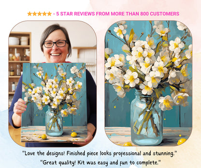 Yellow Flowers PAINT by NUMBER Kit Adults | Set Of 2 | WildFlowers DIY Painting Easy Beginners Hobby Kit Wall Art Birthday Gift Mom Sister