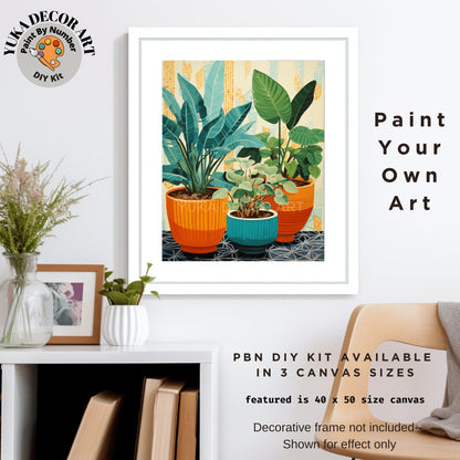 Plants PAINT by NUMBERS Kit Adult Boho Rustic Style Decor Minimalist Wall Art Easy Beginner DIY Painting Kit Gift Mom Dad