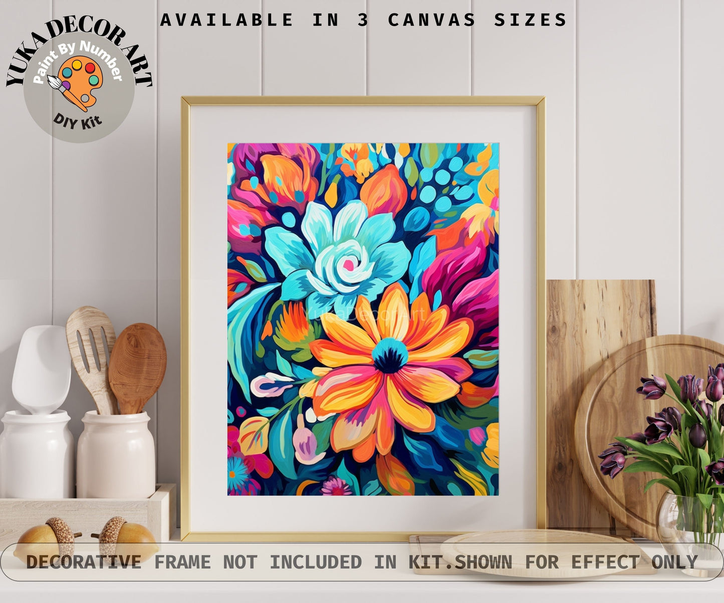 Garden PAINT by NUMBER Kit for Adults Spring Flowers Paint Kit