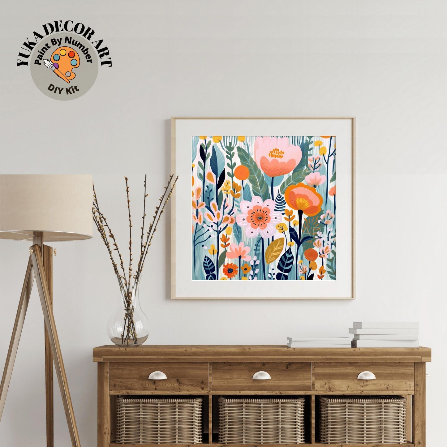 WildFlowers PAINT by NUMBER Kit for Adults  Spring Flowers Painting Easy Beginners Acrylic Paint DIY Kit Housewarming Birthday Gift Mom Dad