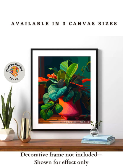 PAINT by NUMBERS Adult ,House Plants In Rustic Container , Easy DIY Beginners Paint Kit , Wall Art Gift for Aunt Grandmom