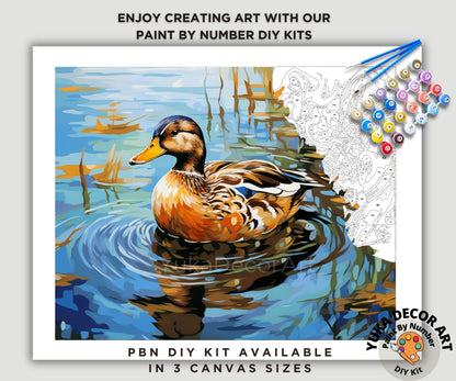 Duck In Lake PAINT by NUMBERS Kit Adult Painting DIY by Numbers Easy Beginners Birthday Gift For Her Mom Wife Grandma Wall Art Home Decor