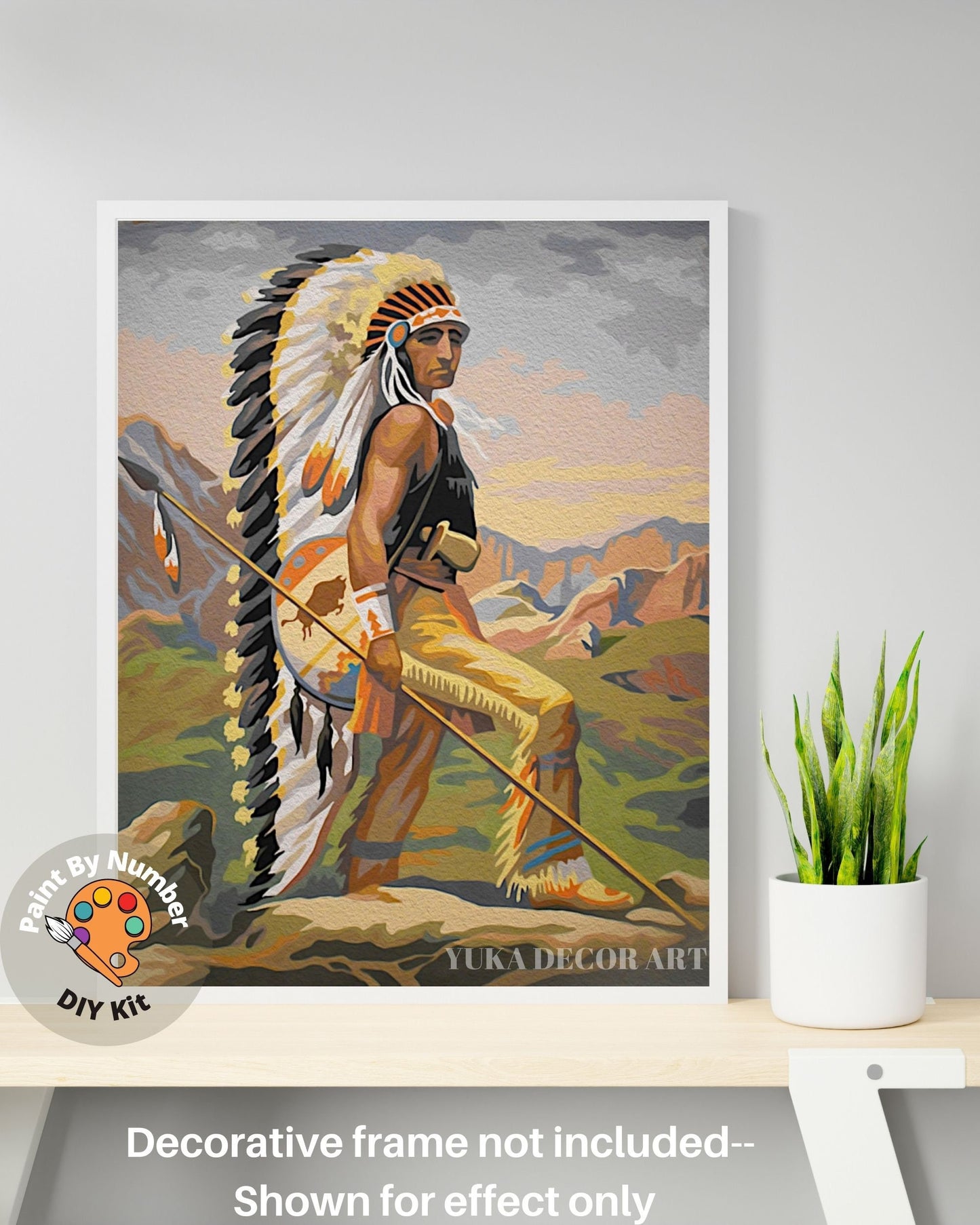 Native American PAINT by NUMBER  Kit for Adult , Vintage Style Indian Tribe Painting , Easy Acrylic Paint Kit, Wall Art Gift