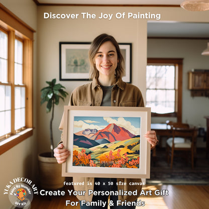 Mountain Flowers PAINT by NUMBER DIY Kit Adult Landscape Valley Easy Beginner Acrylic Painting Art Canvas Christmas Gift For Grandma Grandpa