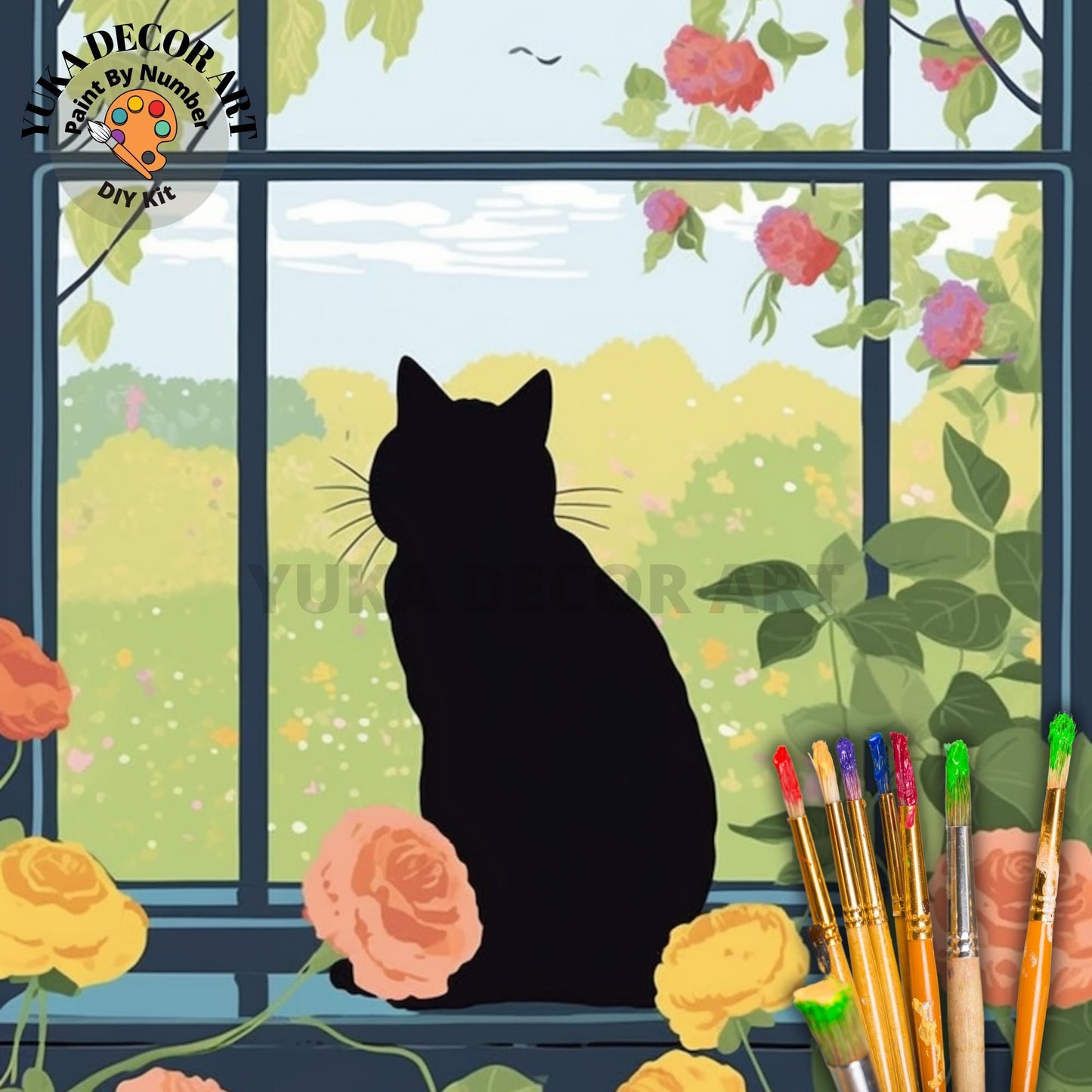 Cat PAINT by NUMBER Kit Adult Painting DIY Kit by Numbers Coloring Kit Easy Beginners Birthday Gift For Her Wife Mom Girlfriend Grandmother