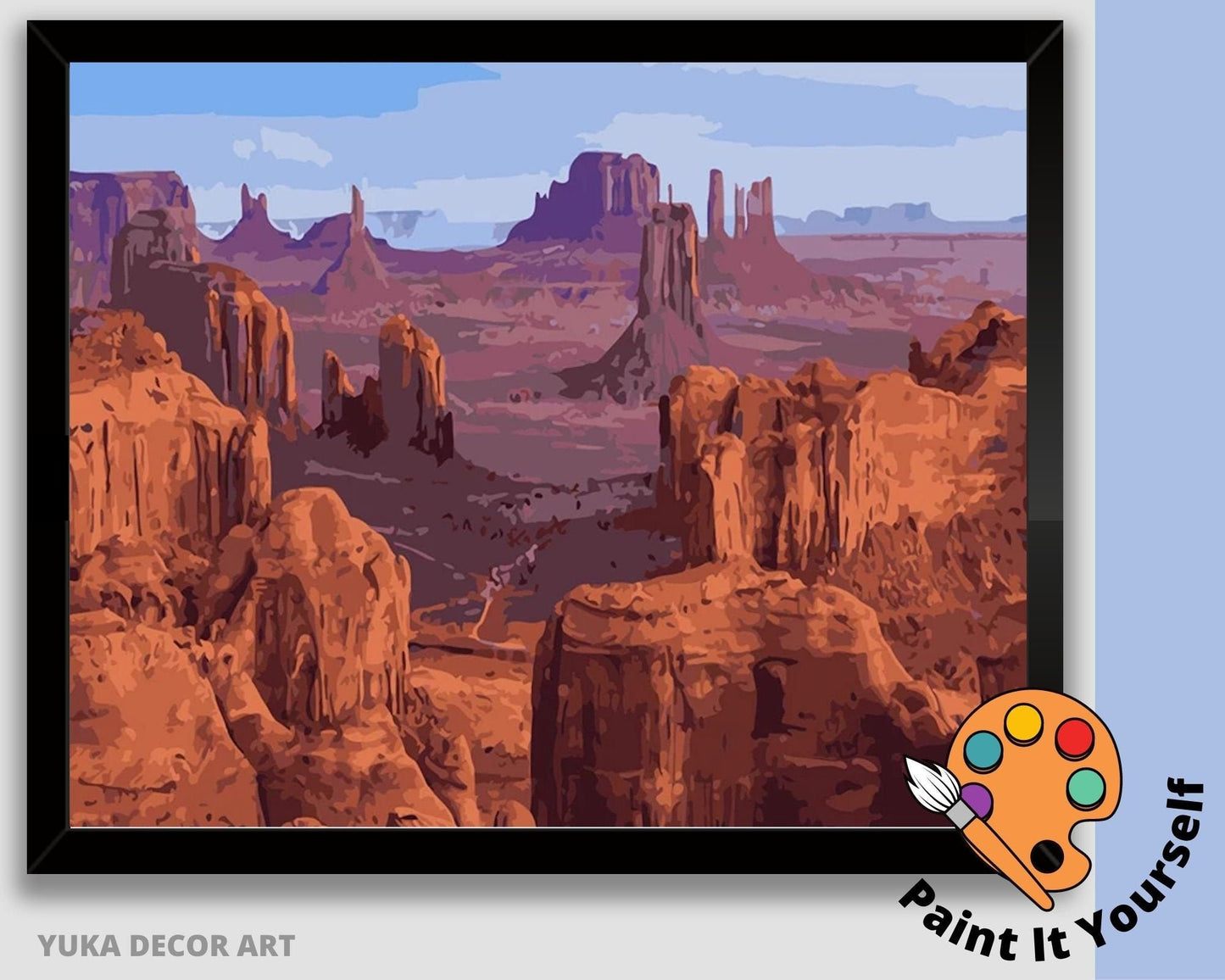 Grand Canyon PAINT by NUMBERS Kit for Adults ,  DIY Paint Kit, Rustic Rock Mountain View ,Adults Acrylic Painting Canvas, Hobby Paint Kit