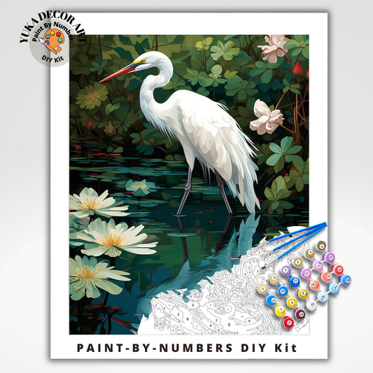 PAINT by NUMBER Kit For Adults White Birds In Lake Lilies Flowers DIY Painting Easy Beginners Paint Kit Garden Lover Mom Gift Housewarming