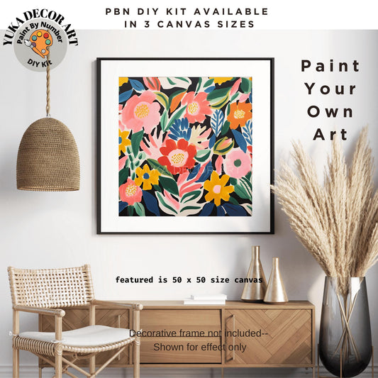 Matisse Flowers PAINT by NUMBER Kit Adult, Floral Wall Art Kit ,Easy Beginner Acrylic Diy Painting | Bday Gift for Wife Girlfriend Sister