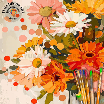 Floral PAINT by NUMBERS Kit Adult Flowers Painting Easy Beginner's Paint Kit Anniversary Mother's Day Gift For Mom Wife Diy Wall Art Decor