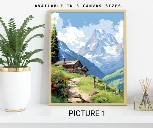 Mountain Cottage Paint by Number Kit DIY Adult Painting Hobby Easy Beginners Birthday Gift for Dad Grandfather Christmas Gift Mom Grandma