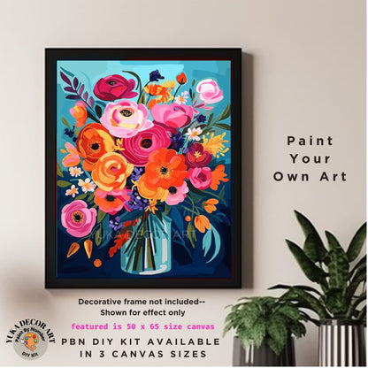 Flowers PAINT by NUMBER Kit for Adults  Flowers Vase Modern Still Life DIY Painting Easy Hobby Kit Wall Decor Art Mom Gift