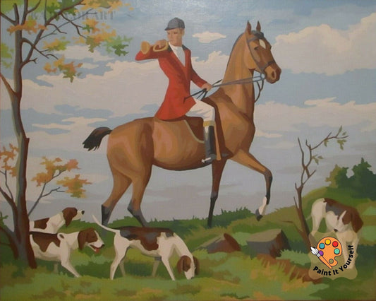 Vintage Style PAINT by NUMBER Kit Adult, Horse Rider , Easy Beginner Acrylic Painting DIY Kit,Vintage  Decor Gift , Ranch Wall Decor