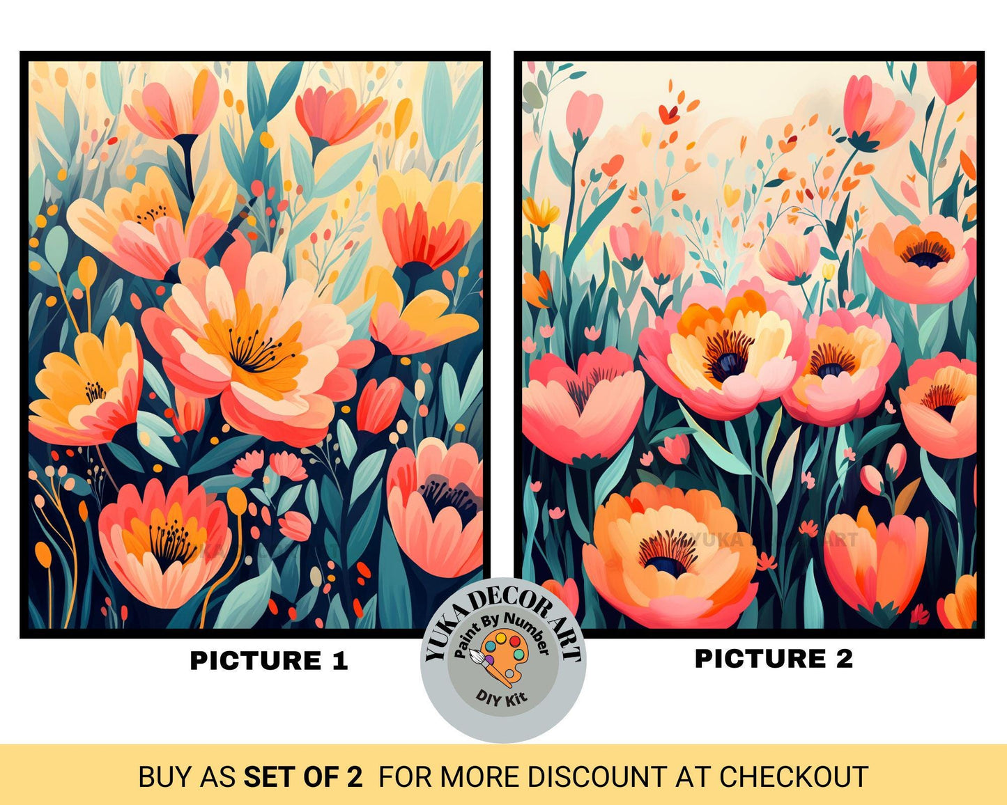 a picture of a field of flowers with the words buy as set of 2 for