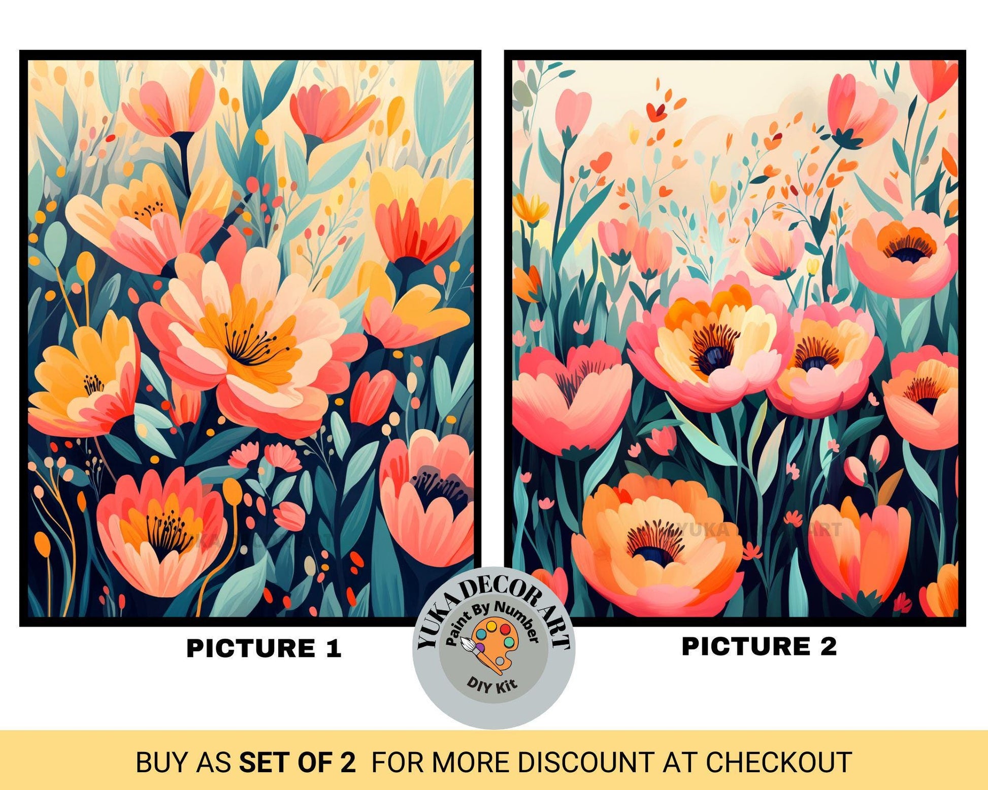 a picture of a field of flowers with the words buy as set of 2 for
