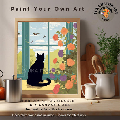 Black Cat PAINT by NUMBER Kit Adult Painting DIY Color by Numbers Kit Easy Beginners Canvas Art Birthday Gift For Mom Wife Girlfriend Friend