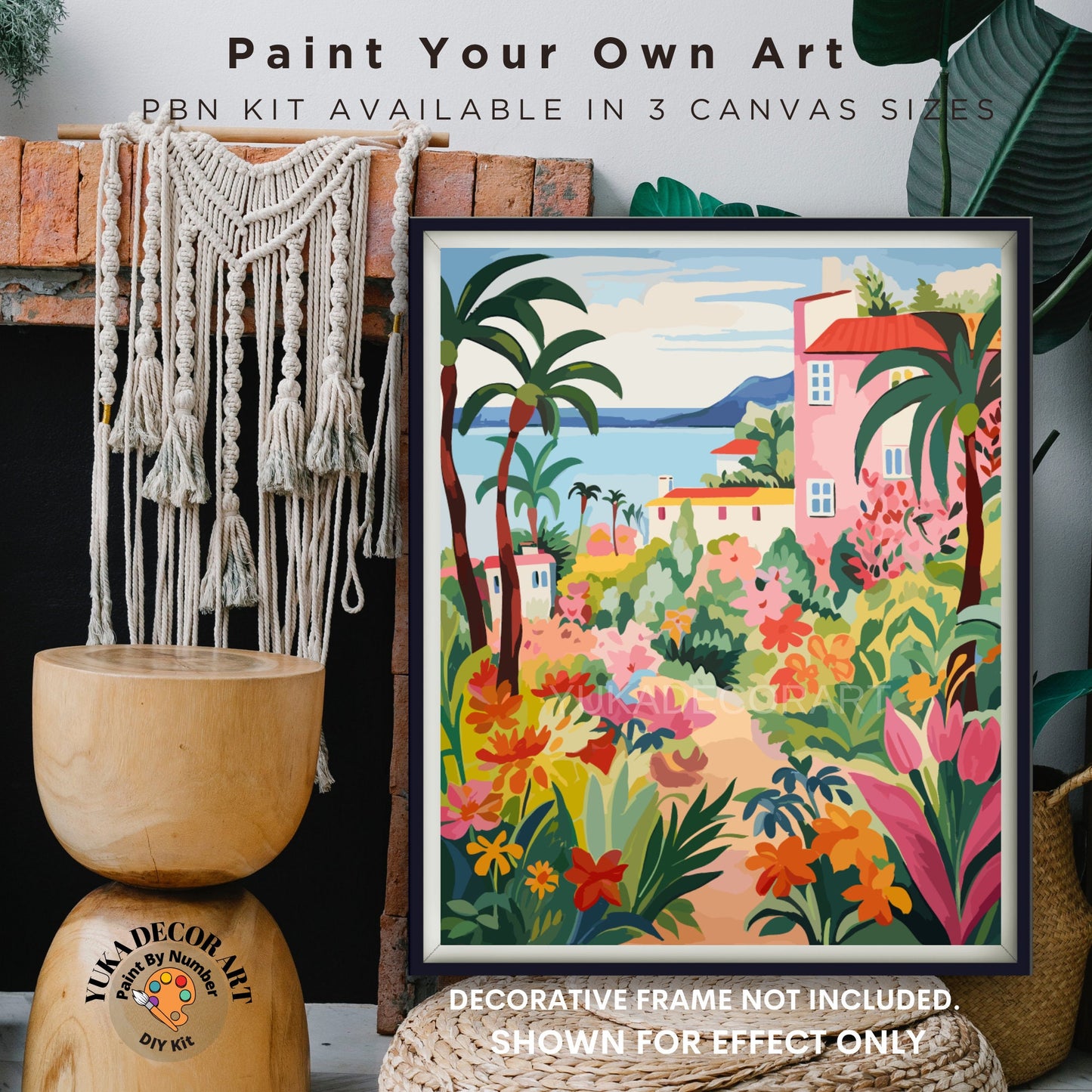 PAINT by NUMBER Kit Adult , Mediterranean Home Lush Landscape Minimalist DIY Painting Easy Beginners Acrylic Paint Kit Premium Decor Gift