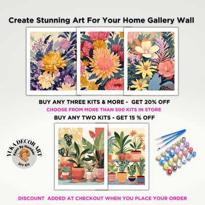 PAINT by NUMBER Kit Adult Dahlia Flowers Vintage Whimsical Pastel Wall Art Easy Beginner Acrylic Paint DIY Kit Mom Dad Gift